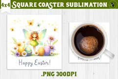 Easter Square Coaster | Cute Easter sublimation Product Image 1