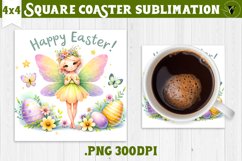Easter Square Coaster | Cute Easter sublimation Product Image 1