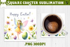 Easter Square Coaster | Cute Easter sublimation Product Image 1