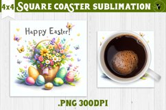 Easter Square Coaster | Cute Easter sublimation Product Image 1