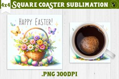Easter Square Coaster | Cute Easter sublimation Product Image 1