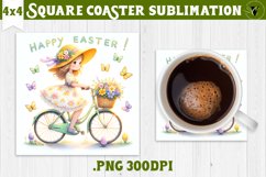 Easter Square Coaster | Cute Easter sublimation Product Image 1