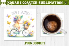Easter Square Coaster | Cute Easter sublimation Product Image 1