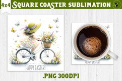 Easter Square Coaster | Cute Easter sublimation Product Image 1