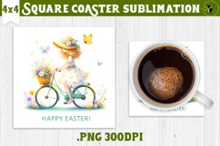 Easter Square Coaster | Cute Easter sublimation Product Image 1