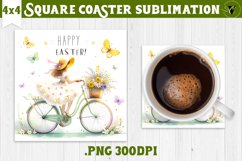 Easter Square Coaster | Cute Easter sublimation Product Image 1