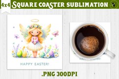 Easter Square Coaster | Cute Easter sublimation Product Image 1