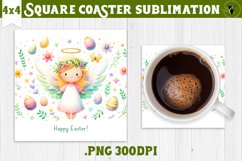 Easter Square Coaster | Cute Easter sublimation Product Image 1
