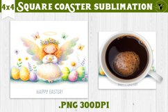 Easter Square Coaster | Cute Easter sublimation Product Image 1