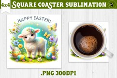 Easter Square Coaster | Cute Easter sublimation Product Image 1