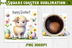 Easter Square Coaster | Cute Easter sublimation Product Image 1