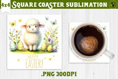 Easter Square Coaster | Cute Easter sublimation Product Image 1