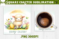 Easter Square Coaster | Cute Easter sublimation Product Image 1