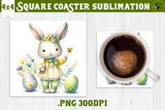 Easter Square Coaster | Cute Easter sublimation Product Image 1