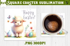 Easter Square Coaster | Cute Easter sublimation Product Image 1