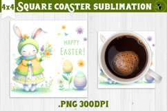 Easter Square Coaster | Cute Easter sublimation Product Image 1