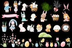 Cute Easter Watercolor Clipart, Easter kids and animals Product Image 3