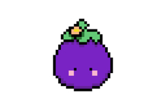 Cute eggplant character illustration pixel art design Product Image 1