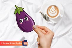 Cute Eggplant Sticker, Fun Vegetable Sticker, Vegetable Art Product Image 1
