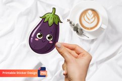 Cute Eggplant Sticker, Fun Vegetable Sticker, Vegetable Art Product Image 1