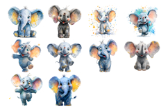 Cute Elephant PNG Cartoon Clipart Bundle 40 PNG Product Image 4