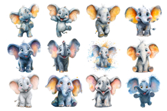 Cute Elephant PNG Cartoon Clipart Bundle 40 PNG Product Image 2