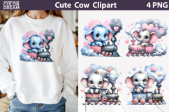 Cute Elephant Train Clipart | Baby Sublimation Product Image 1