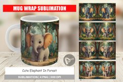 Mug Wrap Design Cartoon Elephant in Forest Product Image 1
