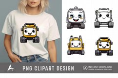 Watercolor Cute Excavator Car Clipart Product Image 1