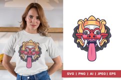 Cute Barong Bali Face with Sticking Out Tongue PNG Design Product Image 1