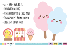 Printable birthday clipart set with fairground inspired cute party elements