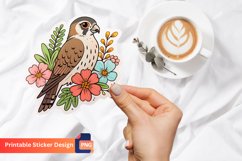 Cute Falcon Flowers Stickers, Cute Bird Flower Stickers Product Image 1