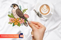 Cute Falcon Flowers Stickers, Cute Bird Flower Stickers Product Image 1