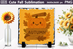 Cute Fall Sublimation | Autumn Leaves Pumpkin PNG Product Image 1