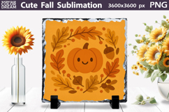 Cute Fall Sublimation | Autumn Leaves Pumpkin PNG Product Image 1