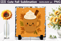 Cute Fall Sublimation | Autumn Leaves Pumpkin Latte PNG Product Image 1