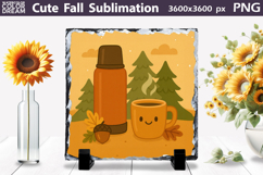 Cute Fall Thermos &amp; Smiling Mug PNG | Autumn Forest PNG Product Image 1