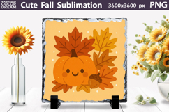 Cute Pumpkin Clipart | Autumn Leaf Sublimation Product Image 1