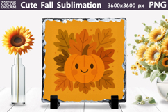 Smiling Pumpkin Clipart | Autumn Leaf Sublimation Product Image 1