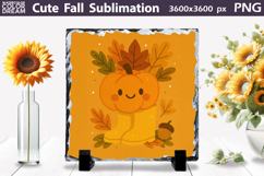Cute Fall Sublimation | Autumn Leaves Pumpkin PNG Product Image 1