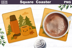 Fall Hot Tea Coaster | Autumn Pumpkin Leaves Product Image 1