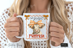 Cute Fall Coziest Pumpkin Highland Cow PNG Product Image 2