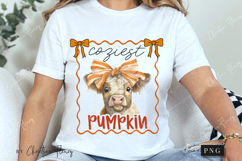 Cute Fall Coziest Pumpkin Highland Cow PNG Product Image 3