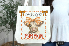 Cute Fall Coziest Pumpkin Highland Cow PNG Product Image 5
