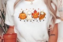 Cute Fall Friends Pumpkin Ghost PNG Design Product Image 2