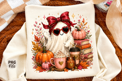 Cute Fall Ghost Png, Coquette Halloween Design Product Image 1