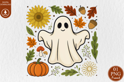 Cute Fall Ghost Sublimation, Autumn Harvest PNG Product Image 1