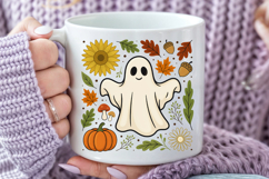 Cute Fall Ghost Sublimation, Autumn Harvest PNG Product Image 6