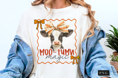 Cute Fall Moo-tumn Magic Cow PNG Product Image 4