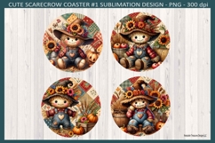Fall Scarecrow Coasters, #1 Sublimation Png, Autumn Design Product Image 1